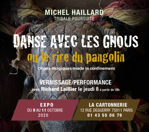 michel haillard,confinement,baroque,tribal,design,performance,vernissage,paris,la cartonnerie,pangolin